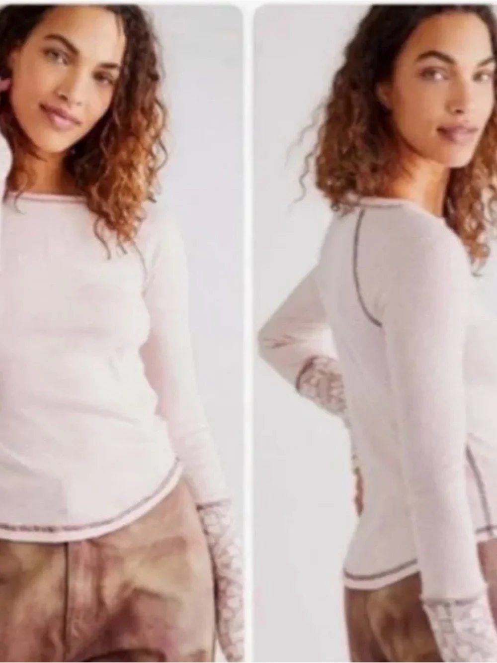 Free People SHE’S REVERSIBLE THERMAL CUFF TOP LARGE